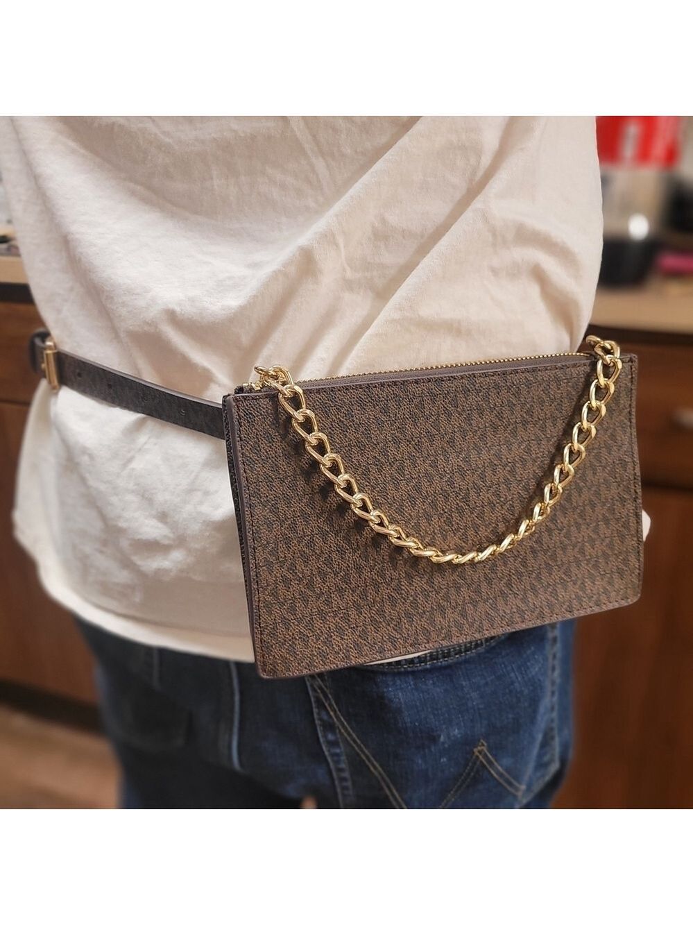 Michael Kors Black and Tan Belt Bag